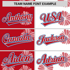 Custom Red White Split Fashion Flower Graffiti Pattern Authentic Baseball Jersey