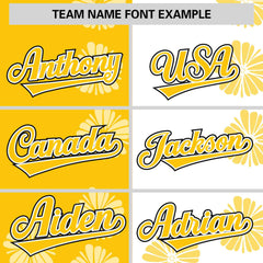 Custom Gold White Split Fashion Flower Graffiti Pattern Authentic Baseball Jersey