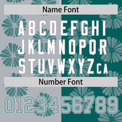 Custom Light Gray Aqua Split Fashion Flower Graffiti Pattern Authentic Baseball Jersey