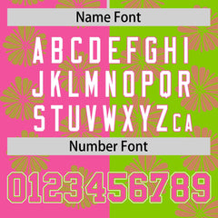 Custom Pink Neon Green Split Fashion Flower Graffiti Pattern Authentic Baseball Jersey