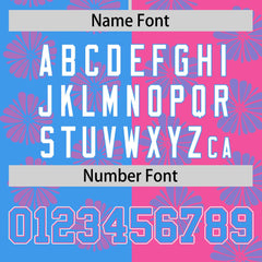 Custom Powder Blue Pink Split Fashion Flower Graffiti Pattern Authentic Baseball Jersey