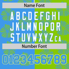 Custom Powder Blue Neon Green Split Fashion Flower Graffiti Pattern Authentic Baseball Jersey