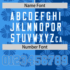 Custom Powder Blue Royal Split Fashion Flower Graffiti Pattern Authentic Baseball Jersey