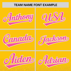 Custom Gold Pink Sequins Pattern Gradient Fashion Authentic Baseball Jersey