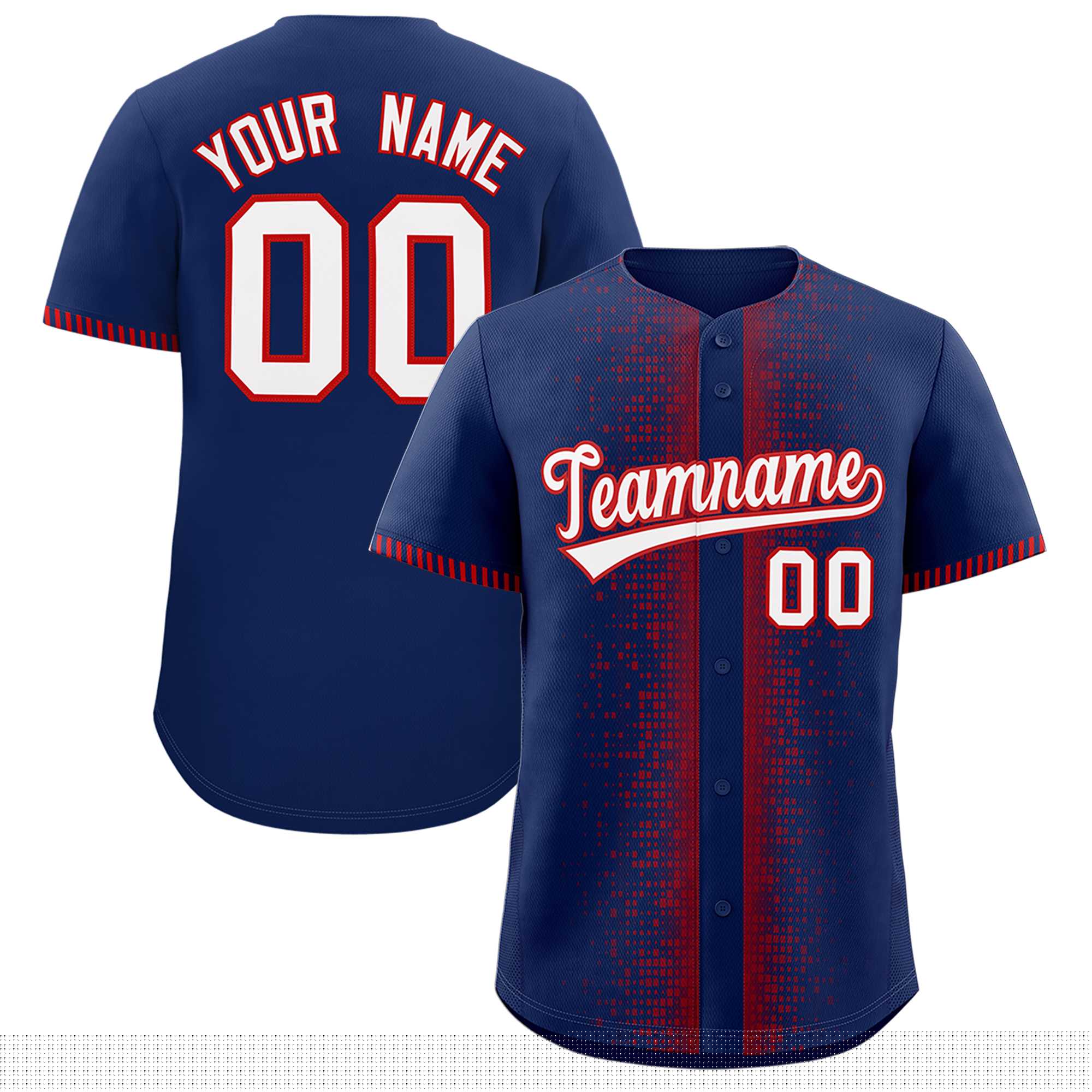 Custom Navy Red Personalized Phonetic Rhythm Authentic Baseball Jersey