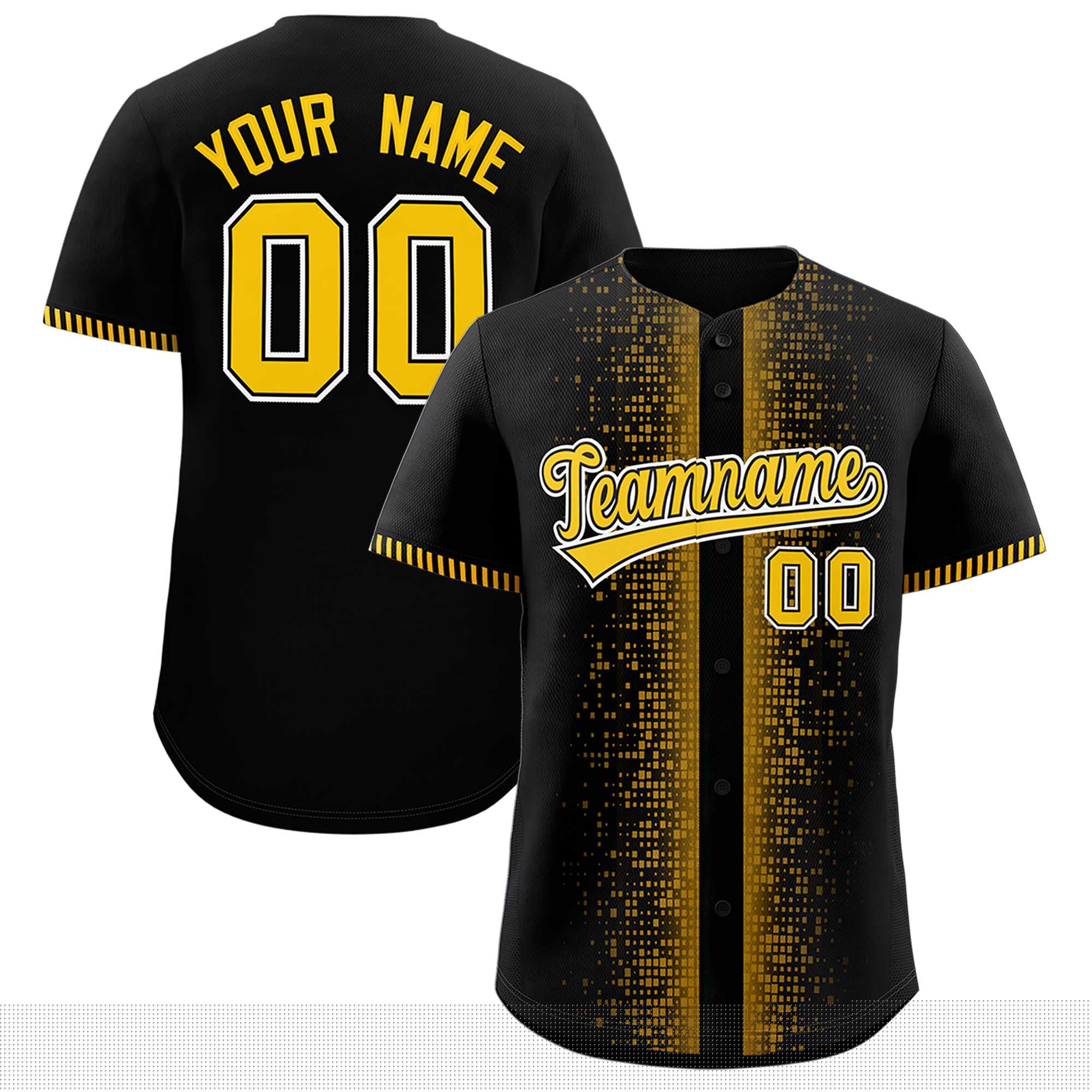 Custom Black Gold Personalized Phonetic Rhythm Authentic Baseball Jersey