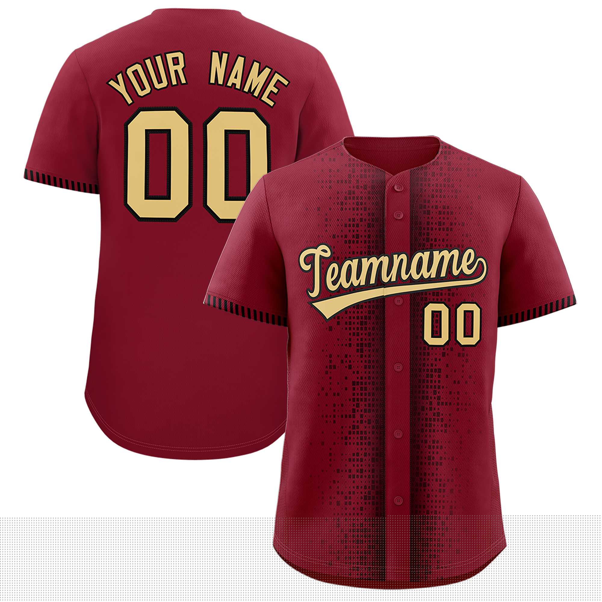 Custom Crimson Black Personalized Phonetic Rhythm Authentic Baseball Jersey