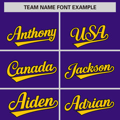 Custom Purple Gold Personalized Phonetic Rhythm Authentic Baseball Jersey