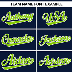 Custom Navy Neon Green-White Personalized Side Two-Tone Design Authentic Baseball Jersey