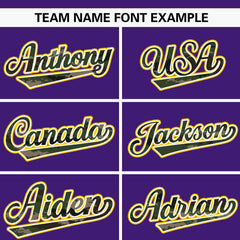 Custom Purple Personalized Camo Font Authentic Baseball Jersey