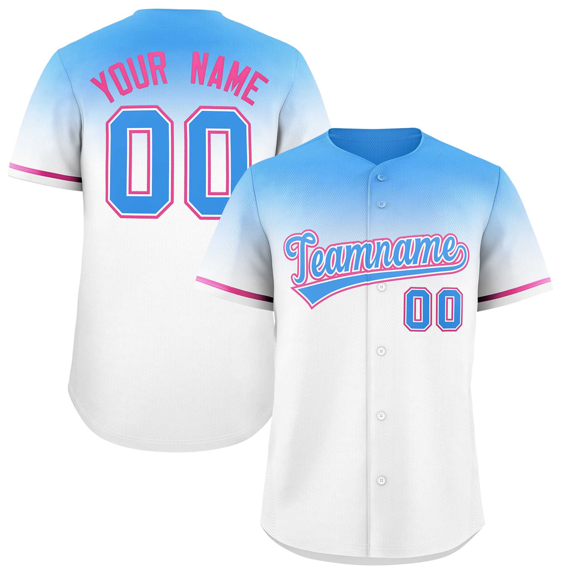 Custom White Powder Blue Gradient Fashion Design Authentic Baseball Jersey