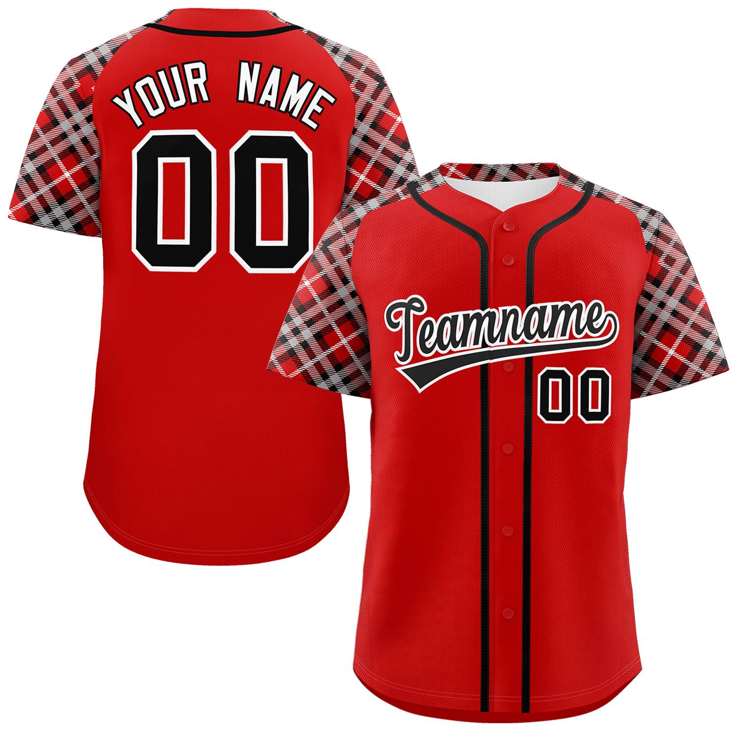 Custom Red Black-White Personalized Raglan Sleeves Authentic Baseball Jersey