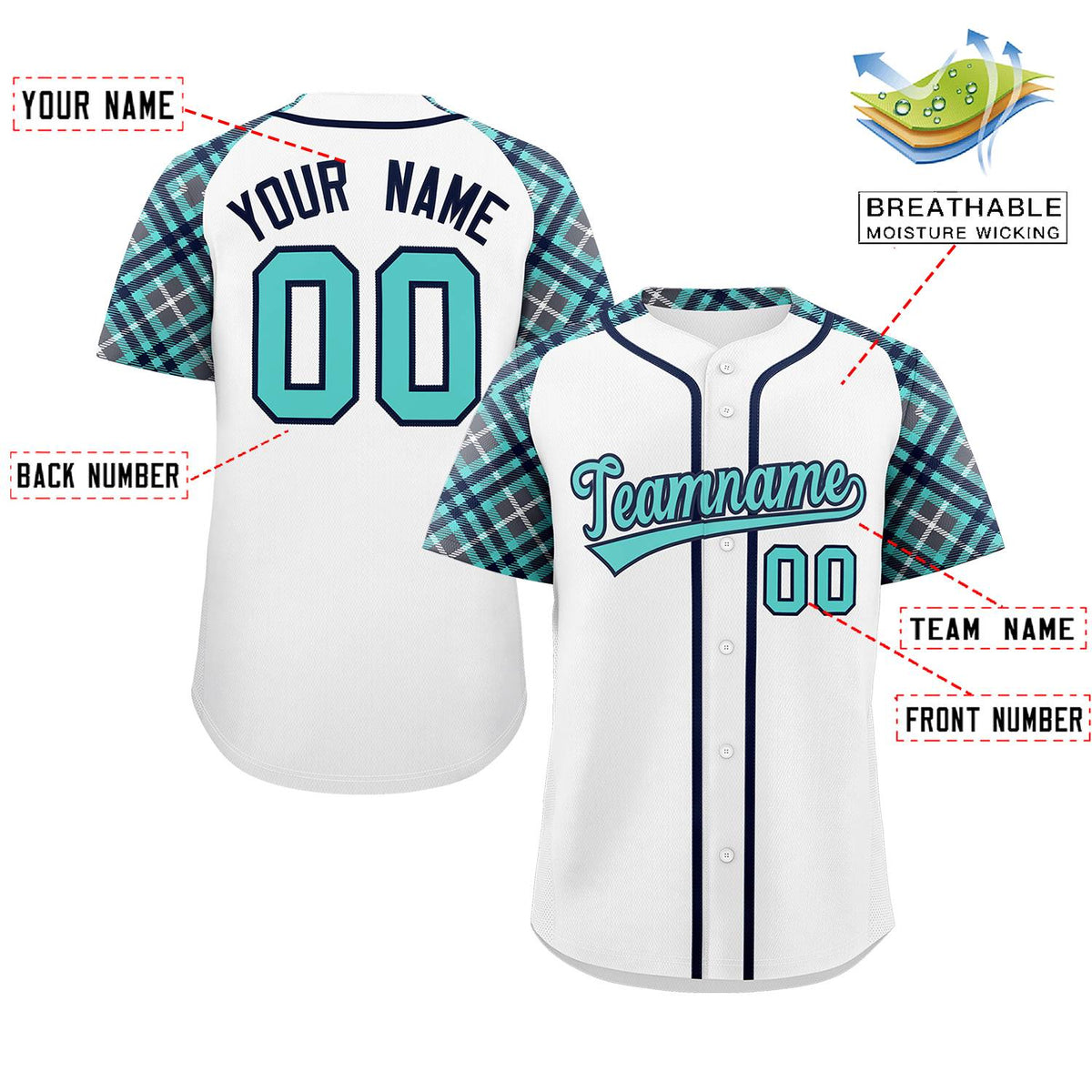 Custom White Bright Green-Navy Personalized Raglan Sleeves Authentic Baseball Jersey