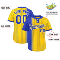 Custom Royal Gold Gradient Stripe Fashion Authentic Two-Button Baseball Jersey