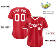 Custom Red White Stripe Fashion Authentic Pullover Baseball Jersey