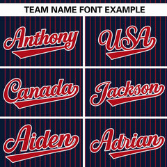 Custom Navy Red Stripe Fashion Authentic Pullover Baseball Jersey