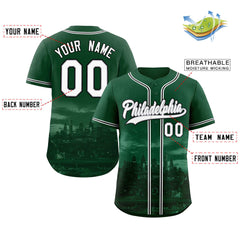 Custom Green White-Gray Philadelphia City Connect Baseball Jersey