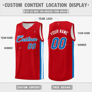 Custom Red Royal Classic Tops Men/Boy Athletic Basketball Jersey