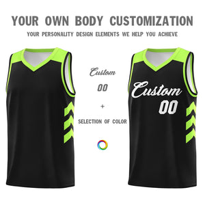 Custom Black White-Green Classic Tops Mesh Basketball Jersey