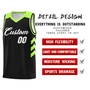 Custom Black White-Green Classic Tops Mesh Basketball Jersey