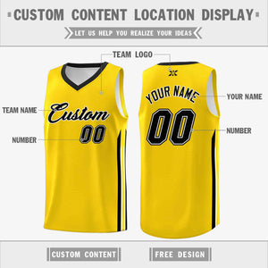 Custom Yellow Black-Classic Tops Mesh Sport Basketball Jersey