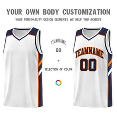 Custom White Navy-Orange Classic Sets Sports Uniform Basketball Jersey