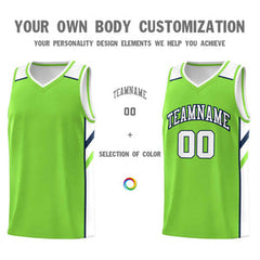 Custom Neon Green White-Navy Classic Sets Sports Uniform Basketball Jersey