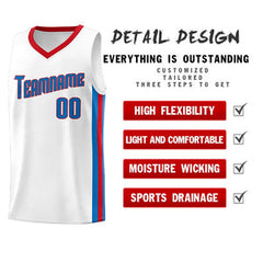 Custom White Blue-Red Classic Sets Sports Uniform Basketball Jersey
