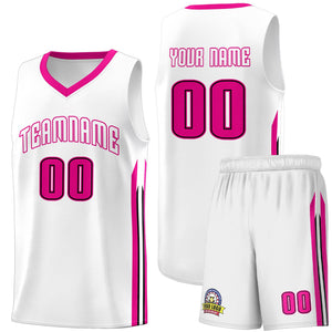 Custom White Pink Classic Sets Sports Uniform Basketball Jersey