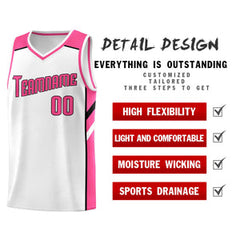 Custom White Pink-Black Classic Sets Sports Uniform Basketball Jersey