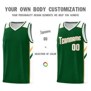 Custom Green White-Old Gold Classic Sets Sports Uniform Basketball Jersey