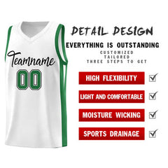 Custom White Green Classic Sets Sports Uniform Basketball Jersey