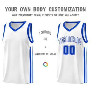 Custom White Royal Classic Tops Athletic Casual Basketball Jersey