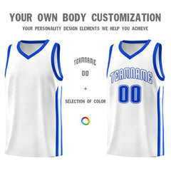 Custom White Royal Classic Tops Athletic Casual Basketball Jersey