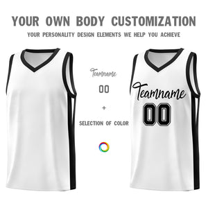 Custom White Black Classic Tops Mesh Sport Basketball Jersey