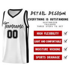 Custom White Black Classic Tops Mesh Sport Basketball Jersey