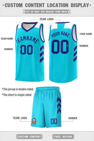 Custom Aqua Royal Classic Sets Sports Uniform Basketball Jersey