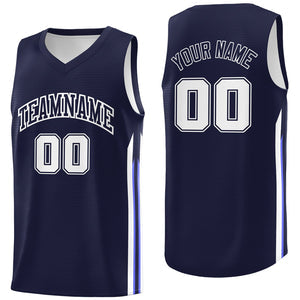 Custom Navy White Classic Tops Athletic Casual Basketball Jersey