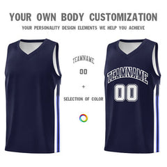 Custom Navy White Classic Tops Athletic Casual Basketball Jersey