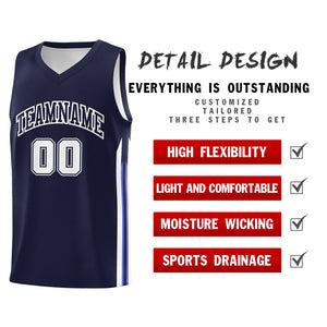 Custom Navy White Classic Tops Athletic Casual Basketball Jersey
