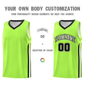 Custom Neon Green Black Classic Tops Athletic Casual Basketball Jersey