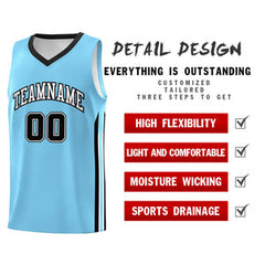 Custom Light Blue Classic Tops Athletic Casual Basketball Jersey