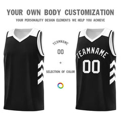 Custom Black White Classic Tops Mesh Sport Basketball Jersey