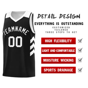 Custom Black White Classic Tops Mesh Sport Basketball Jersey