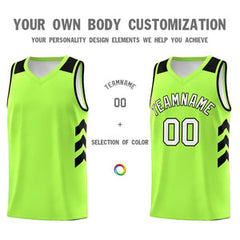 Custom Neon Green White-Black Classic Tops Fashion Sportwear Basketball Jersey