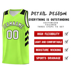 Custom Neon Green White-Black Classic Tops Fashion Sportwear Basketball Jersey