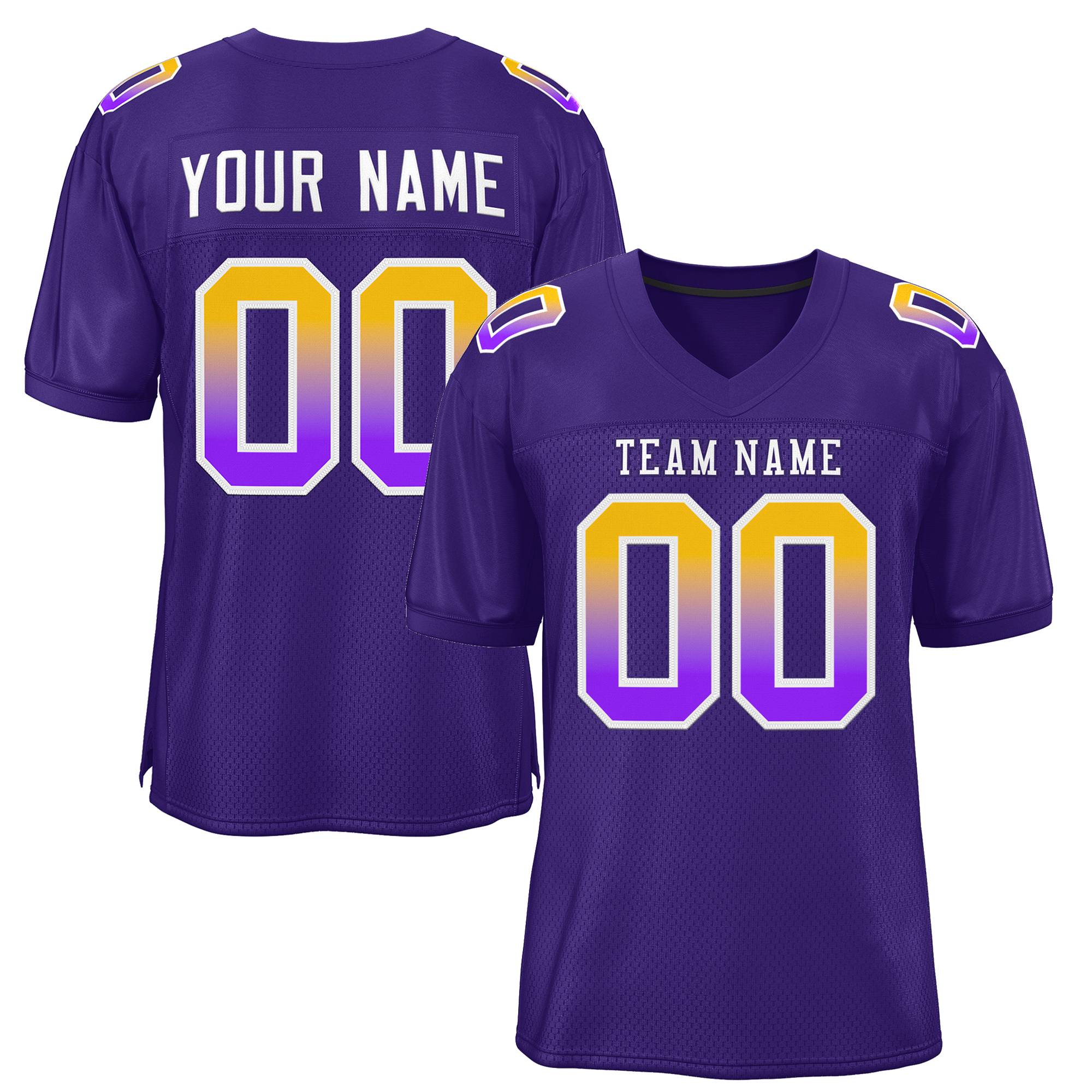 Custom Purple White-Purple Gradient Fashion Outdoor Authentic Football Jersey