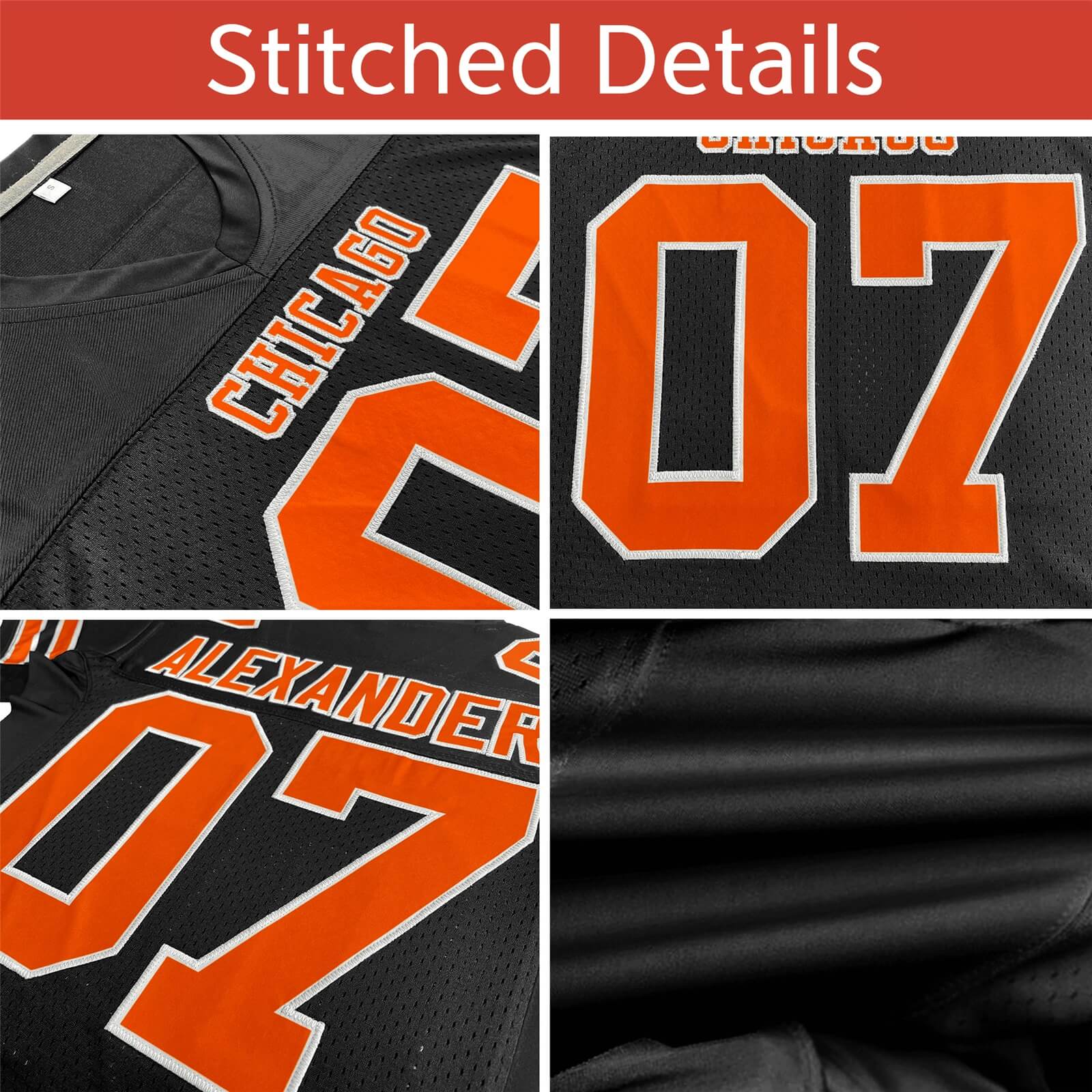 Custom White Orange Insert Color Design Mesh Authentic Football Jersey