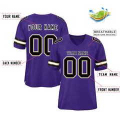 Custom Purple Black-White Classic Style Mesh Authentic Football Jersey