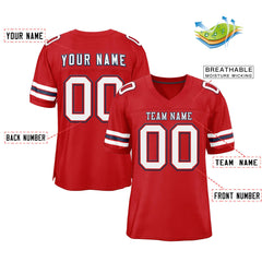 Custom Scarlet White-Navy Classic Style Mesh Authentic Football Jersey